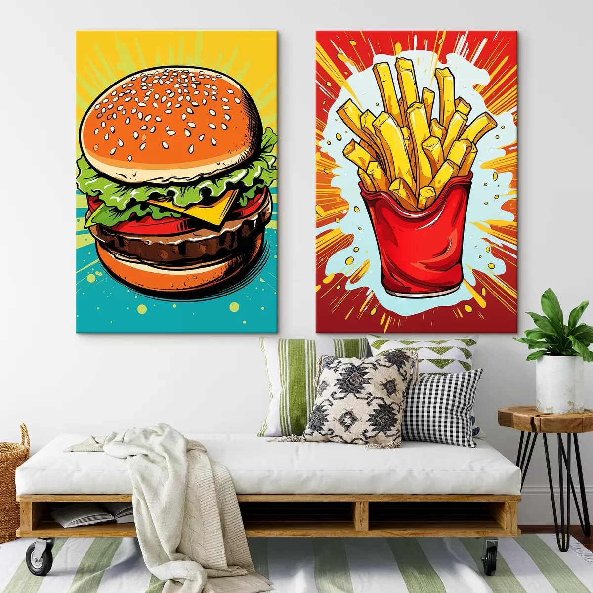 Pilt Kartulid ja burger m00556