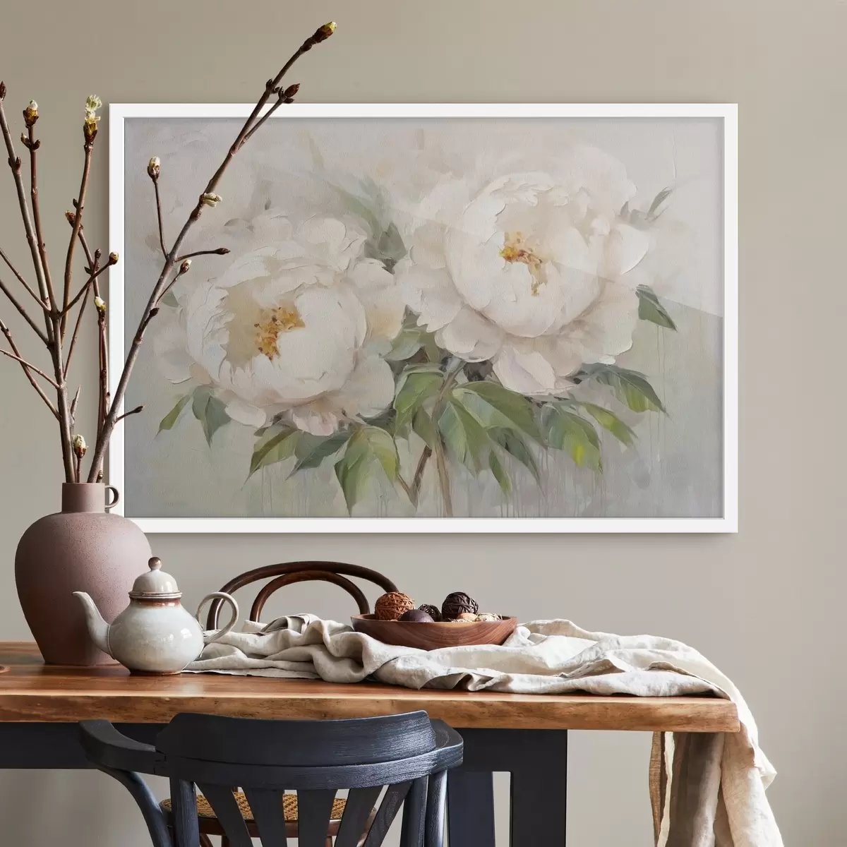 Plakat Õrnad valged pojengid f45268