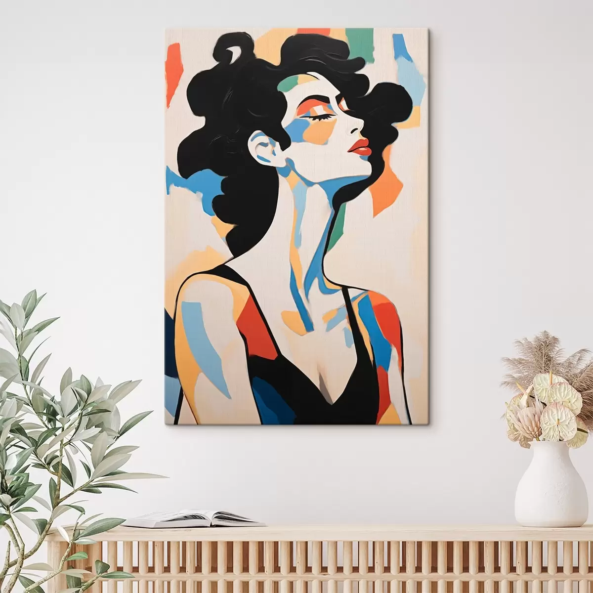 Pilt Abstraktne naisportree koos pintslitõmmete imitatsiooniga s45233