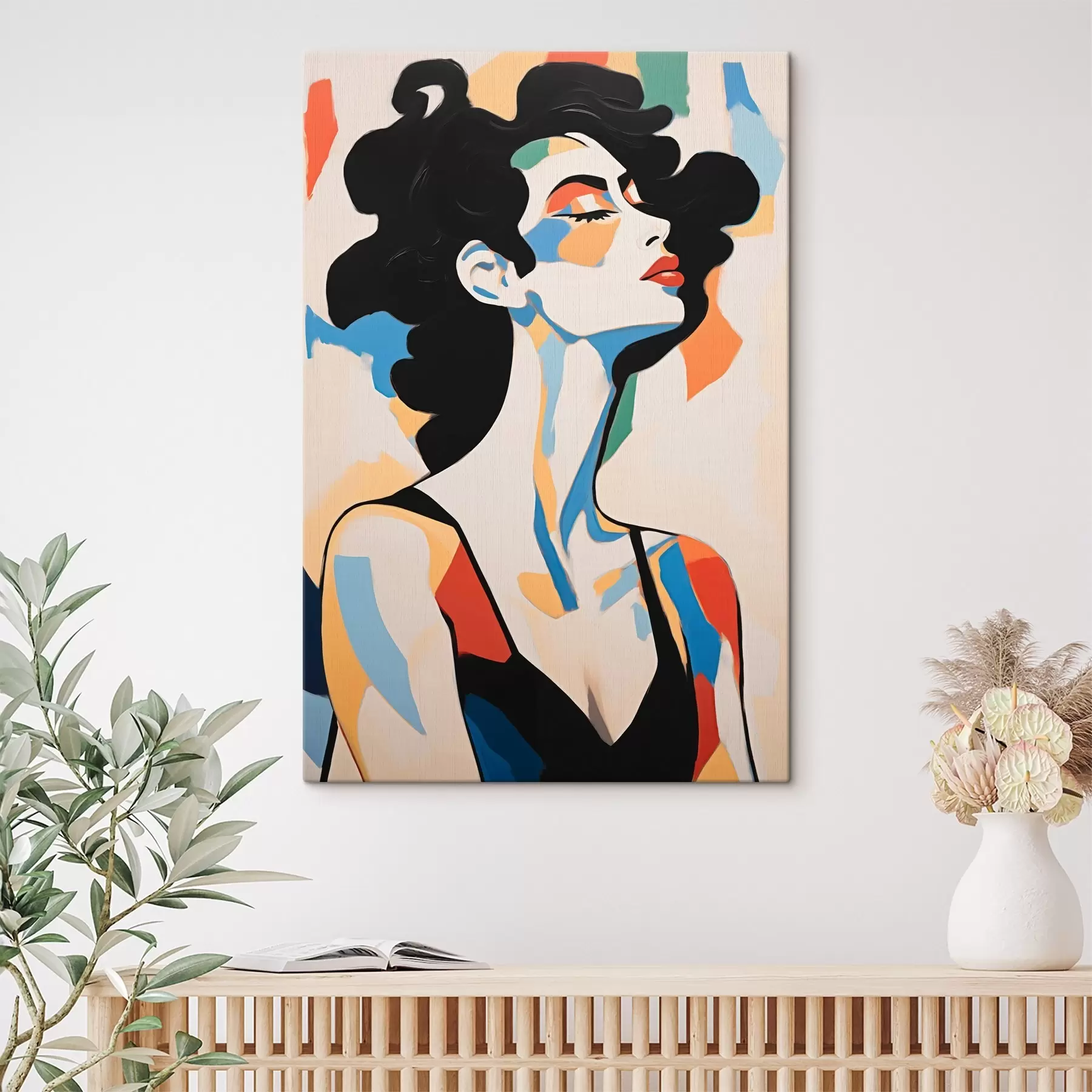 Pilt Abstraktne naisportree koos pintslitõmmete imitatsiooniga s45233