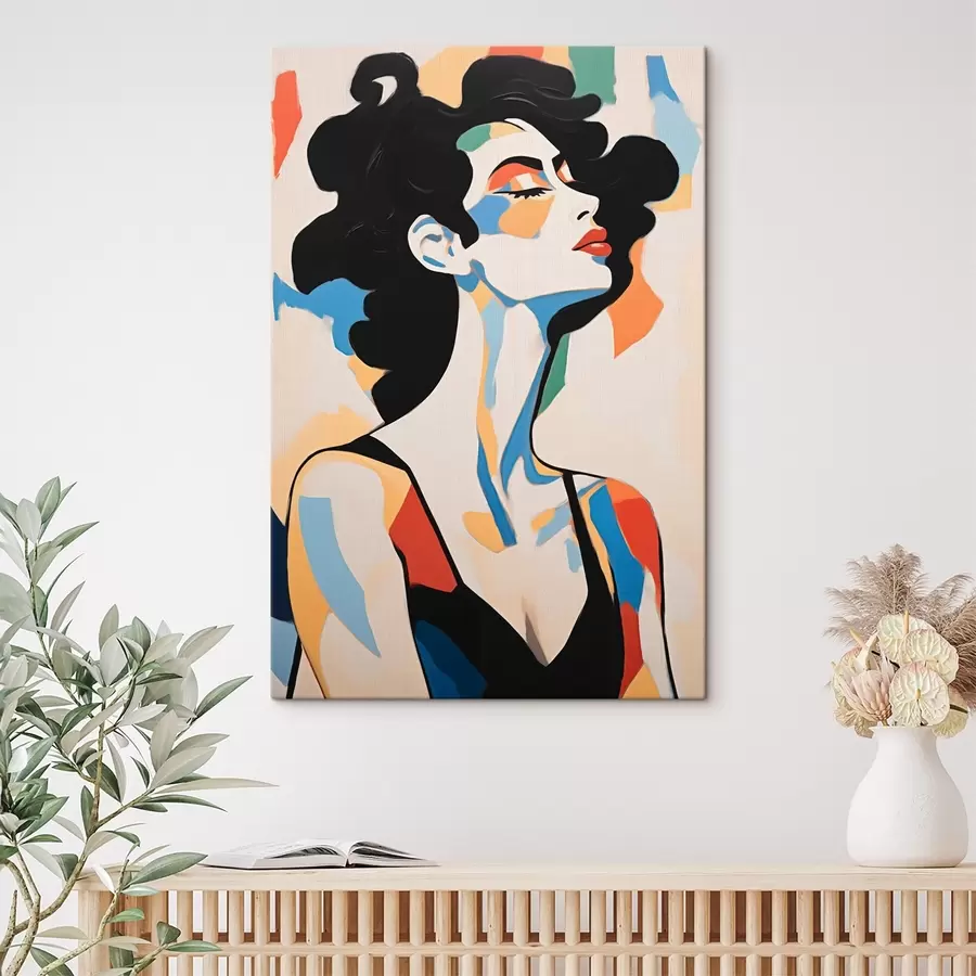 Pilt Abstraktne naisportree koos pintslitõmmete imitatsiooniga s45233