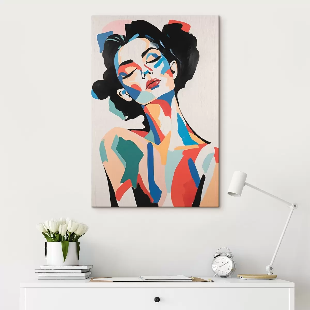 Pilt Abstraktne naisportree koos pintslitõmmete imitatsiooniga s45234