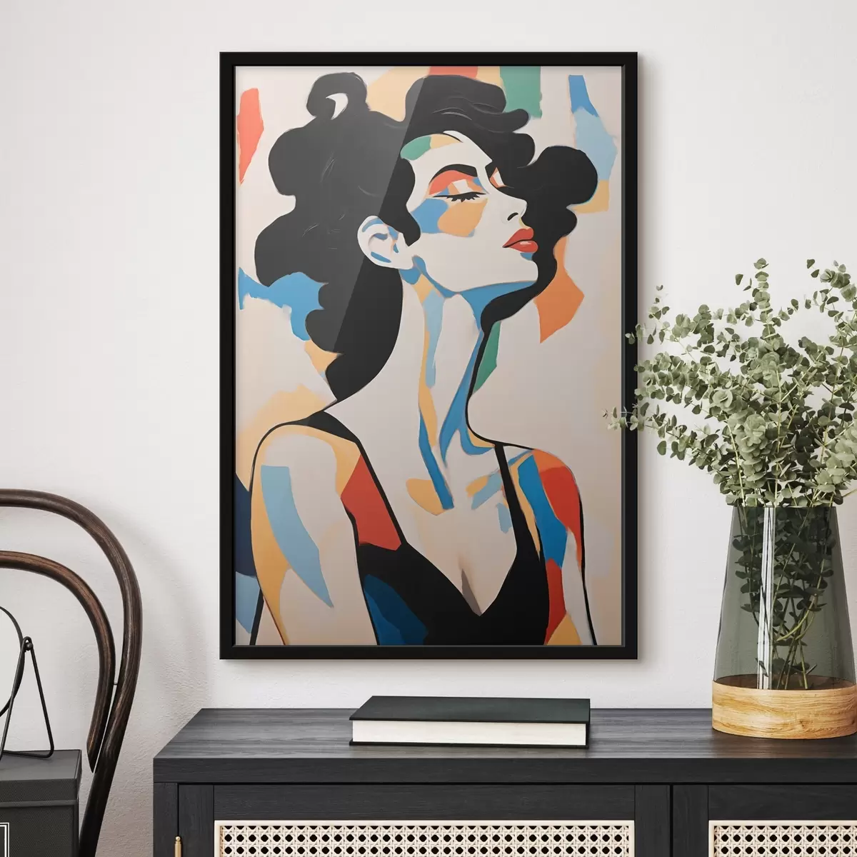 Plakat Abstraktne naisportree koos pintslitõmmete imitatsiooniga f45233