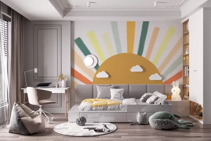 Fototapeedid Abstraktne päike värviliste kiirtega w04352