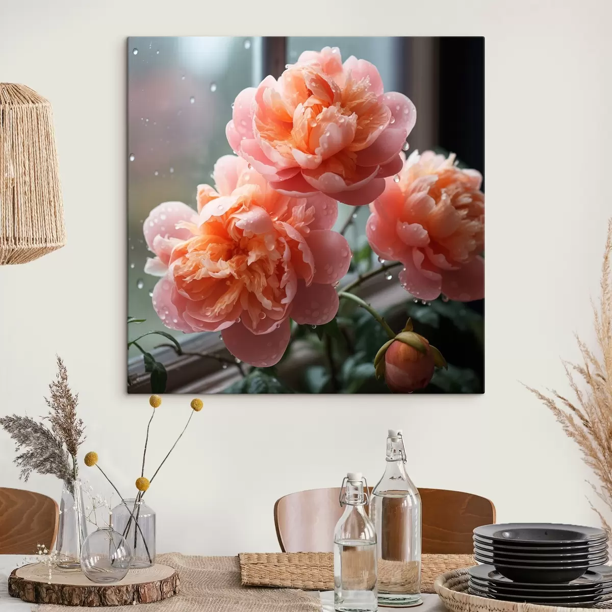 Pilt Kolm pioonid kaste hommikuvalguses s45033