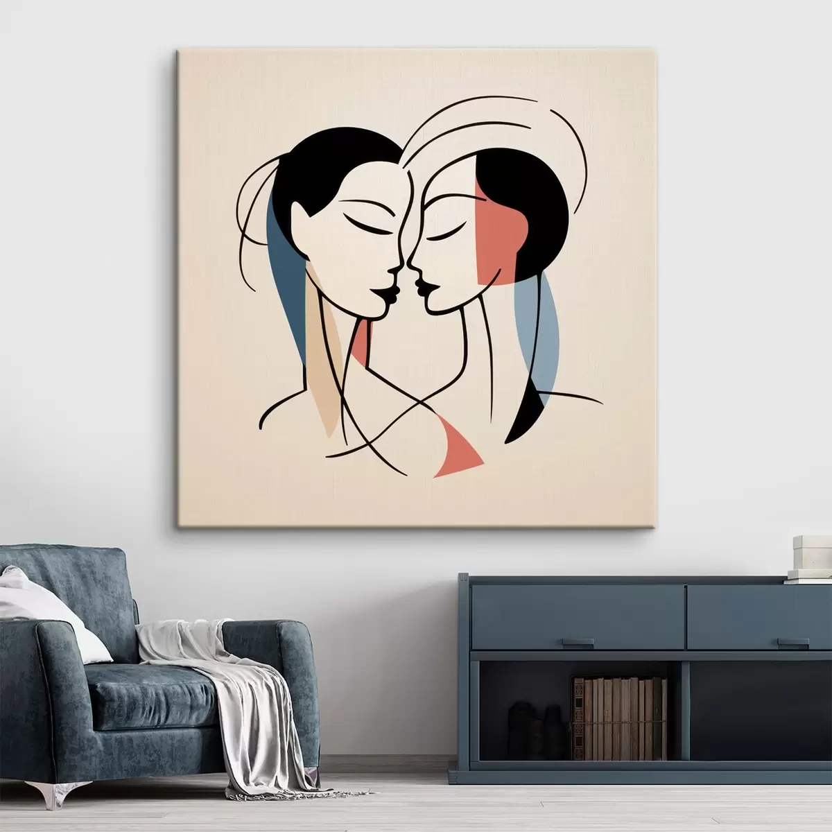 Pilt Kaks nägu abstraktses stiilis värviliste elementidega s45037