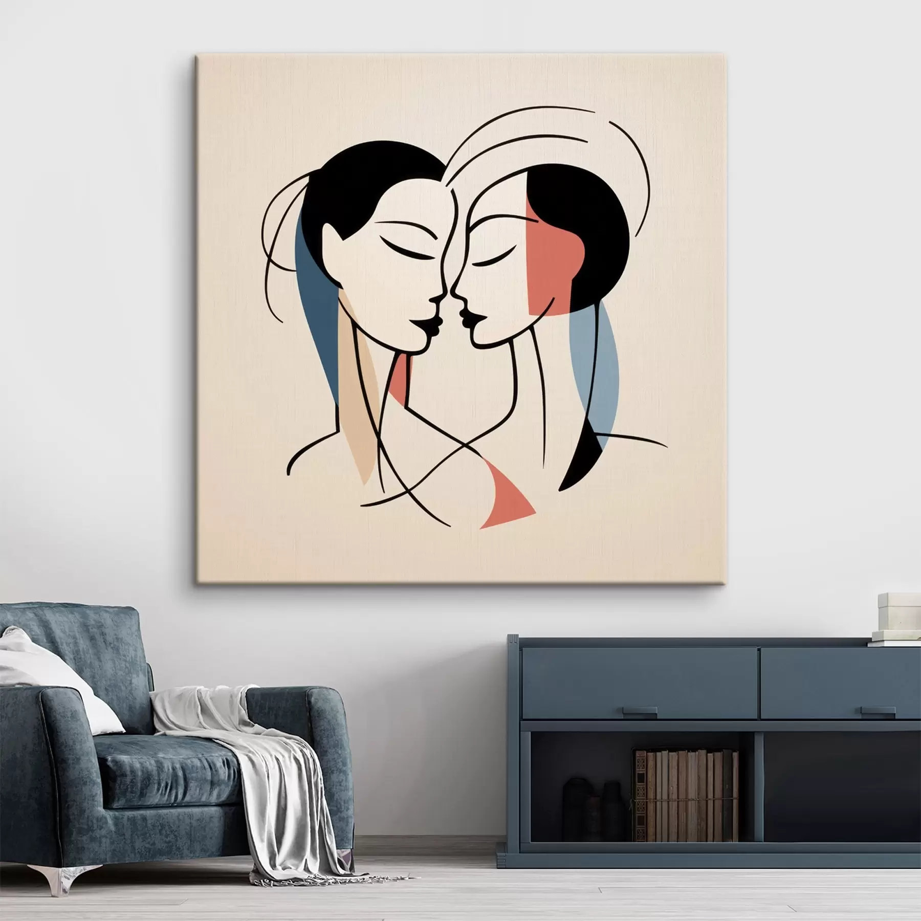 Pilt Kaks nägu abstraktses stiilis värviliste elementidega s45037