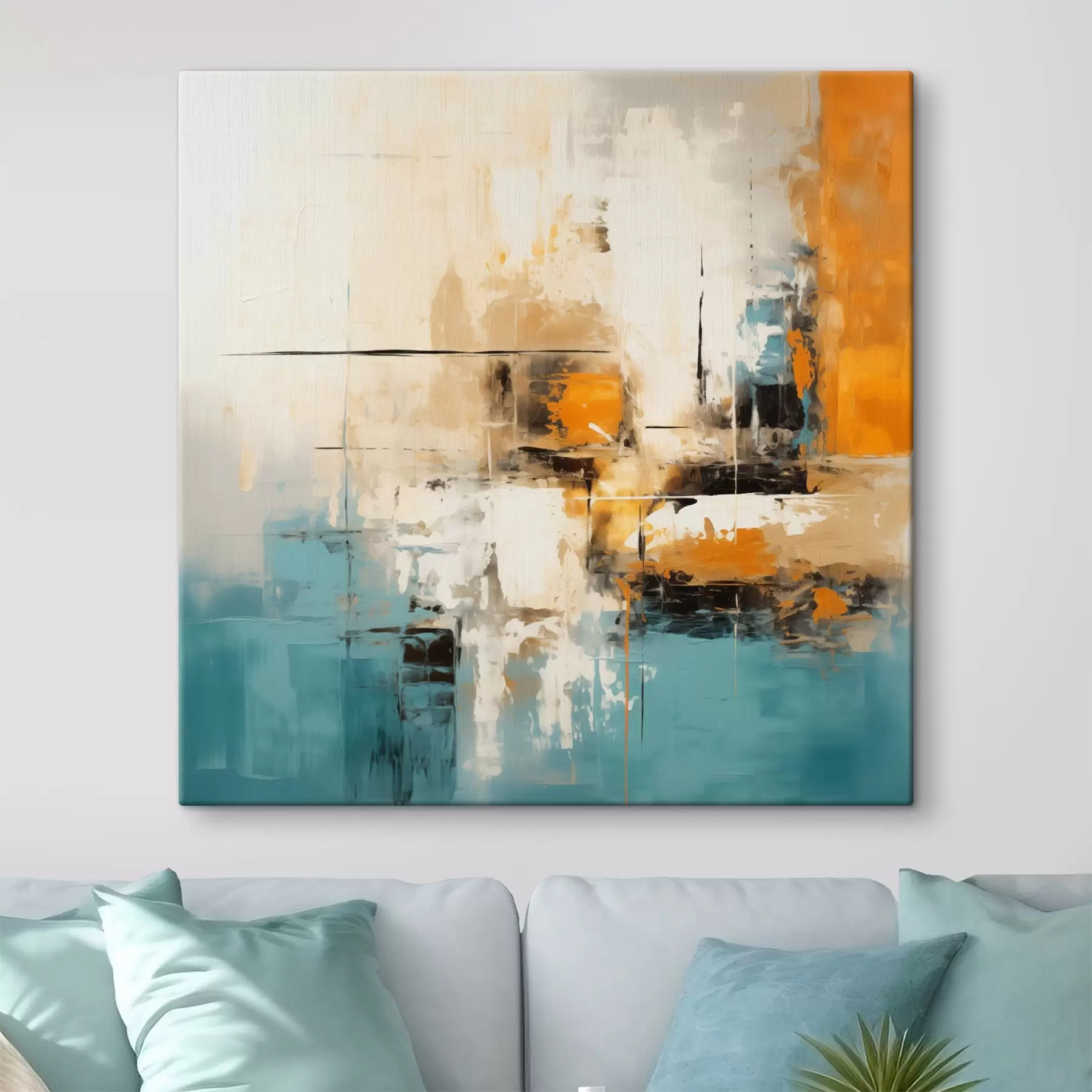 Fototapeedid Kaasaegne kunst koos tekstuursete pintslitõmmete ja heledate aktsentidega s45041