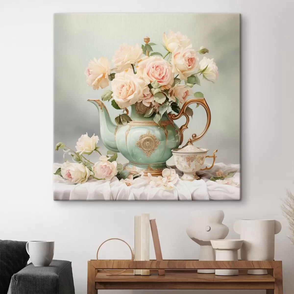 Pilt Natüürmort õrnade roosidega teekomplektis s45045