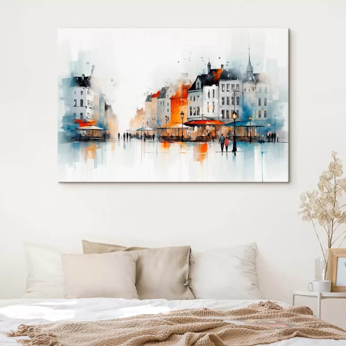 Pilt Kunstilises stiilis hoonete ja inimestega tänavapilt s45050