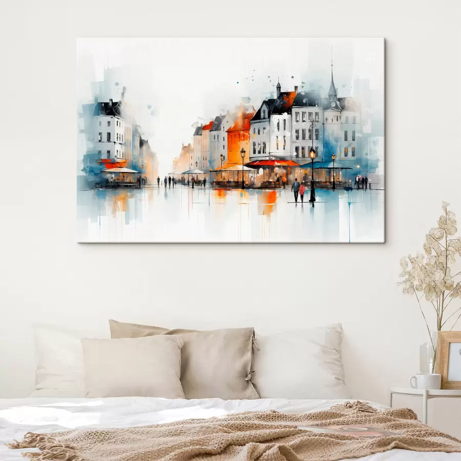 Pilt Kunstilises stiilis hoonete ja inimestega tänavapilt s45050