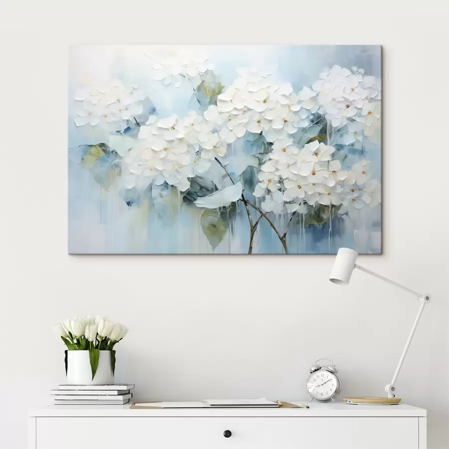 Pilt Õitsevad valged hortensiad õlimaalide stiilis s45051