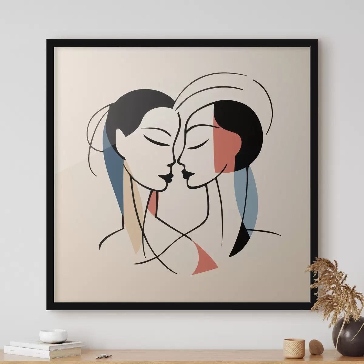 Plakat Kaks nägu abstraktses stiilis värviliste elementidega f45037