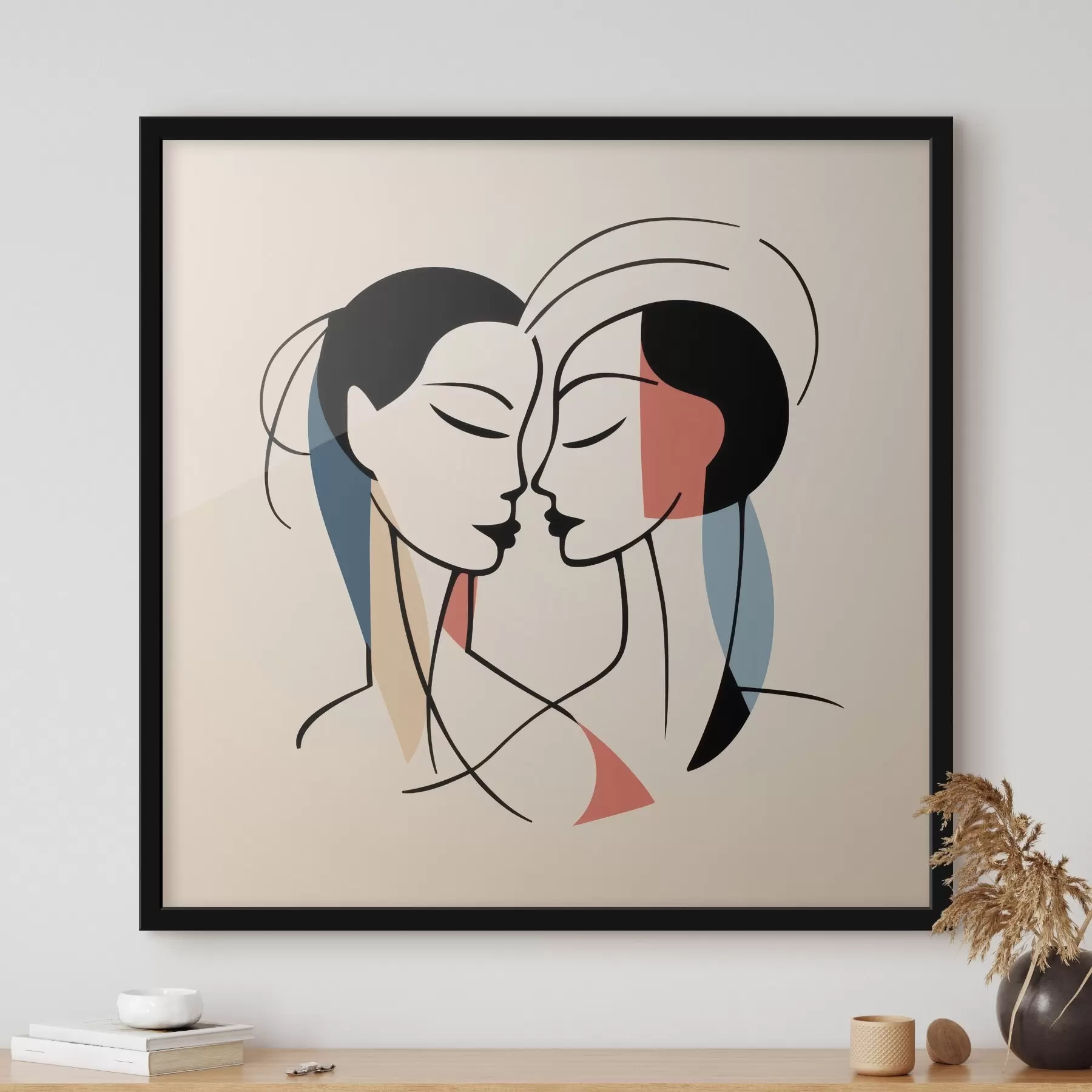 Fototapeedid Kaks nägu abstraktses stiilis värviliste elementidega f45037