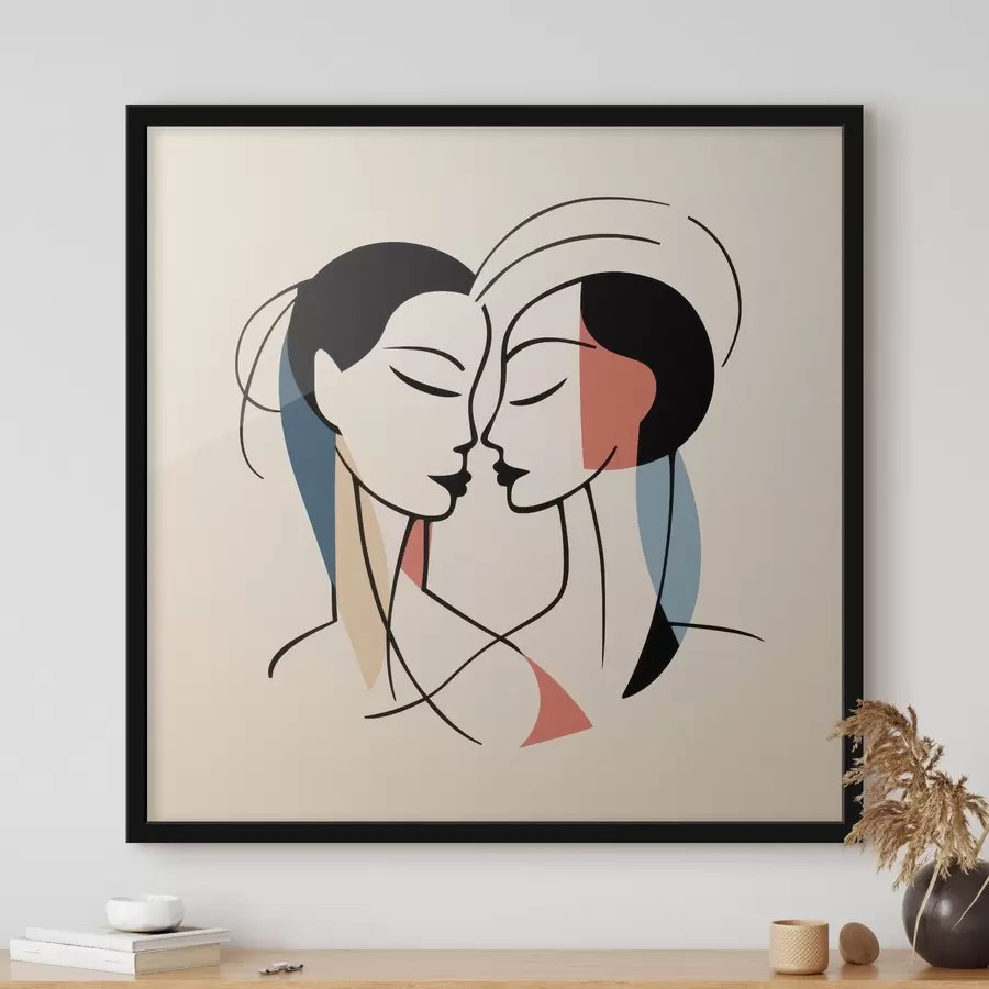 Fototapeedid Kaks nägu abstraktses stiilis värviliste elementidega f45037