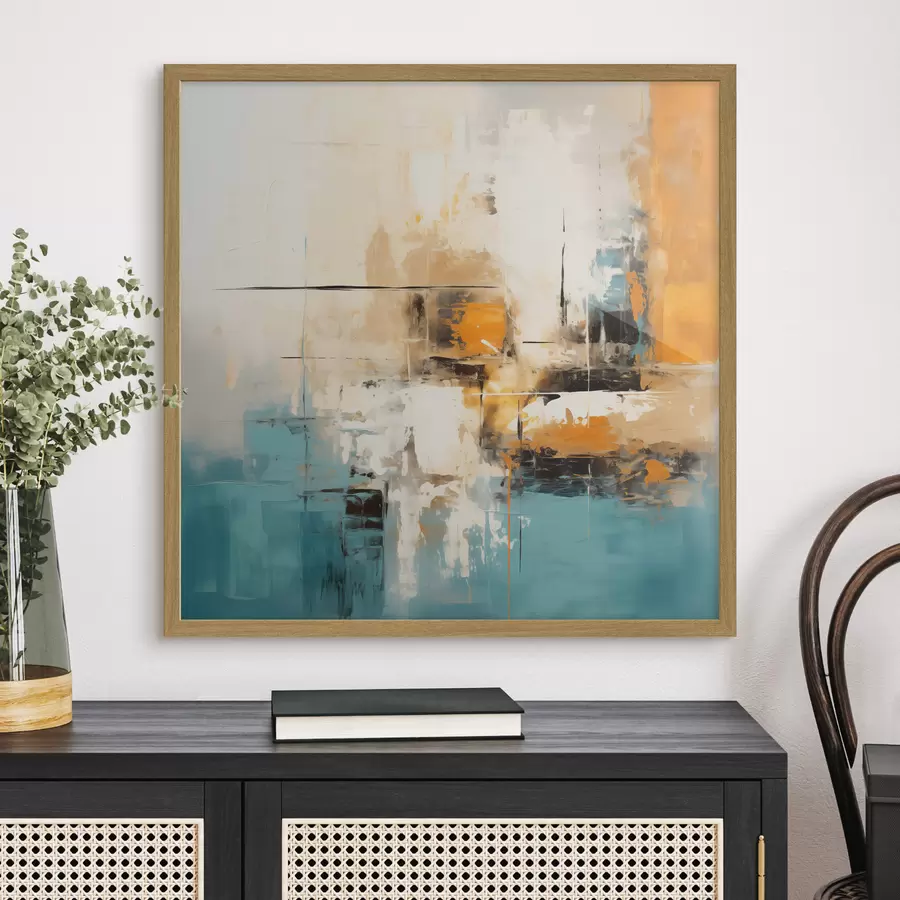 Fototapeedid Kaasaegne kunst koos tekstuursete pintslitõmmete ja heledate aktsentidega f45041