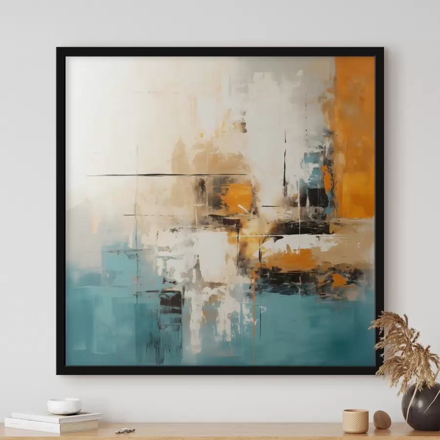 Fototapeedid Kaasaegne kunst koos tekstuursete pintslitõmmete ja heledate aktsentidega f45041