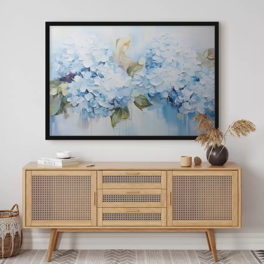 Fototapeedid Pastellid hortensiad volümeeritud maalimise tehnikas f45052