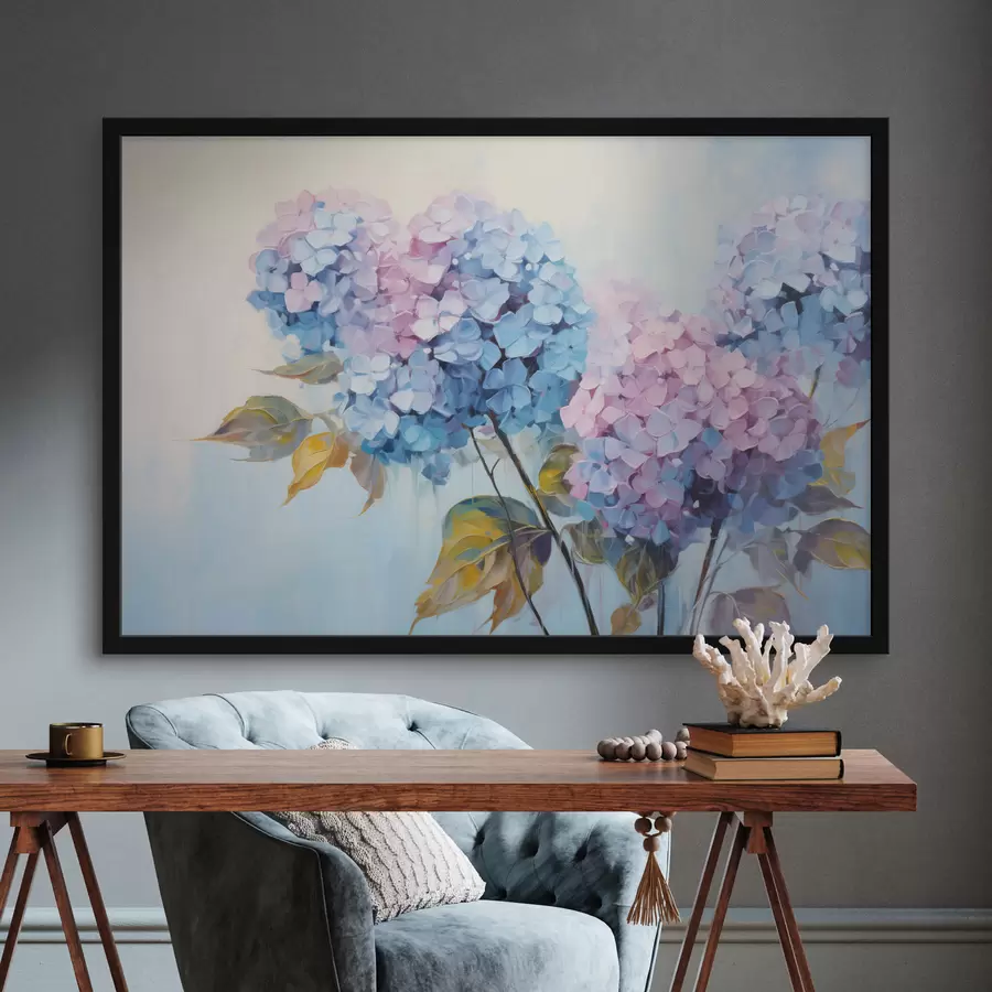 Fototapeedid Abstraktsed hortensiablilled pehmetes toonides f45056