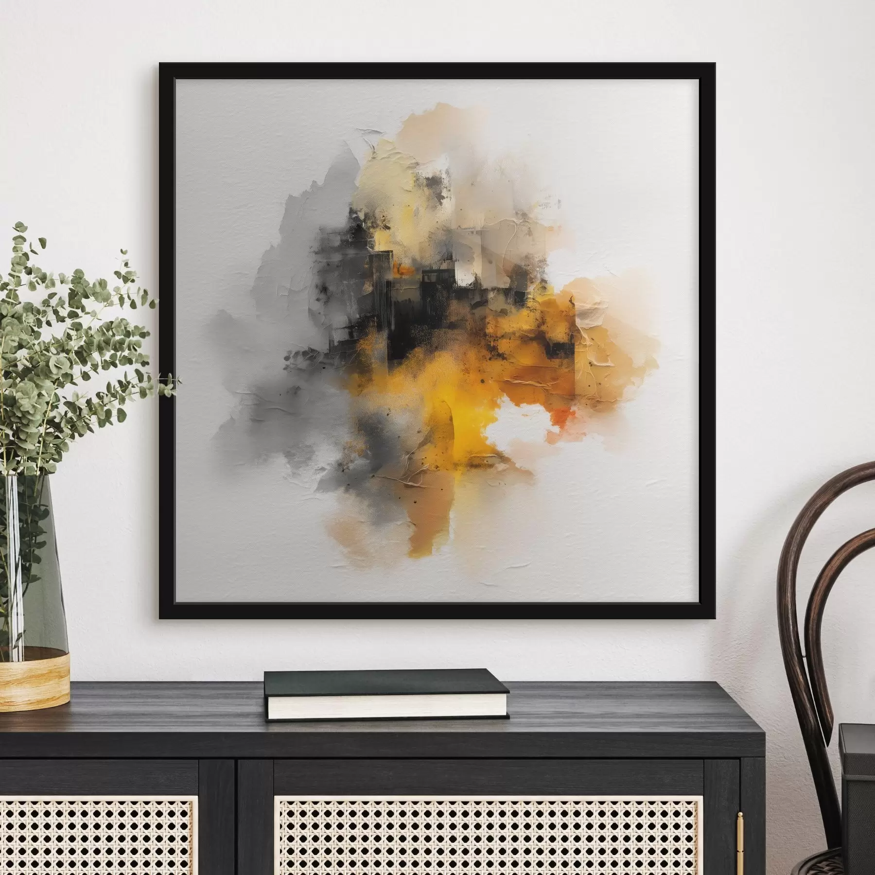 Fototapeedid Abstraktne kompositsioon oranži ja halli toonides koos tekstuuriga f45238