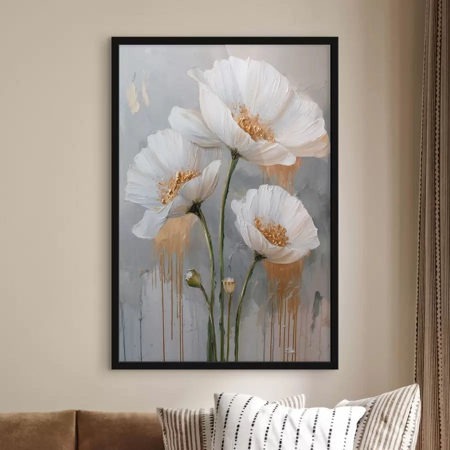 Fototapeedid Valged päevaküünlad: mahuline maalimine sinisel taustal f45240