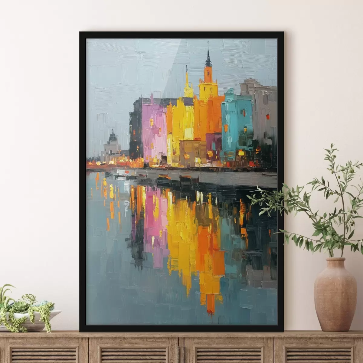 Plakat Linnatuled: elavat maastikku impasto stiilis f45242