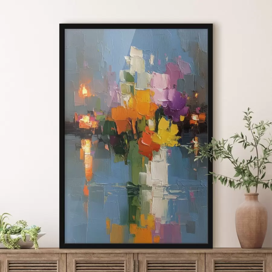 Fototapeedid Linnade abstraktsioon: valguse peegeldumine vees f45243