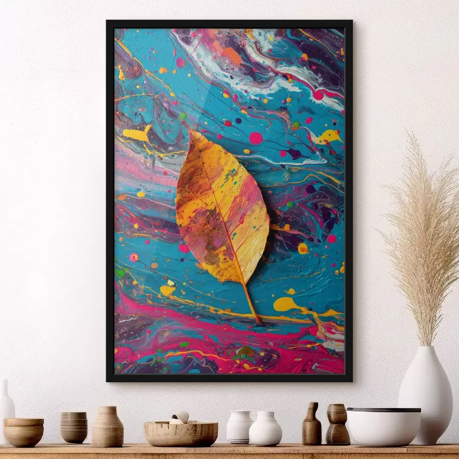 Fototapeedid Heledad lehed värvilisel taustal: abstraktne kompositsioon f45245