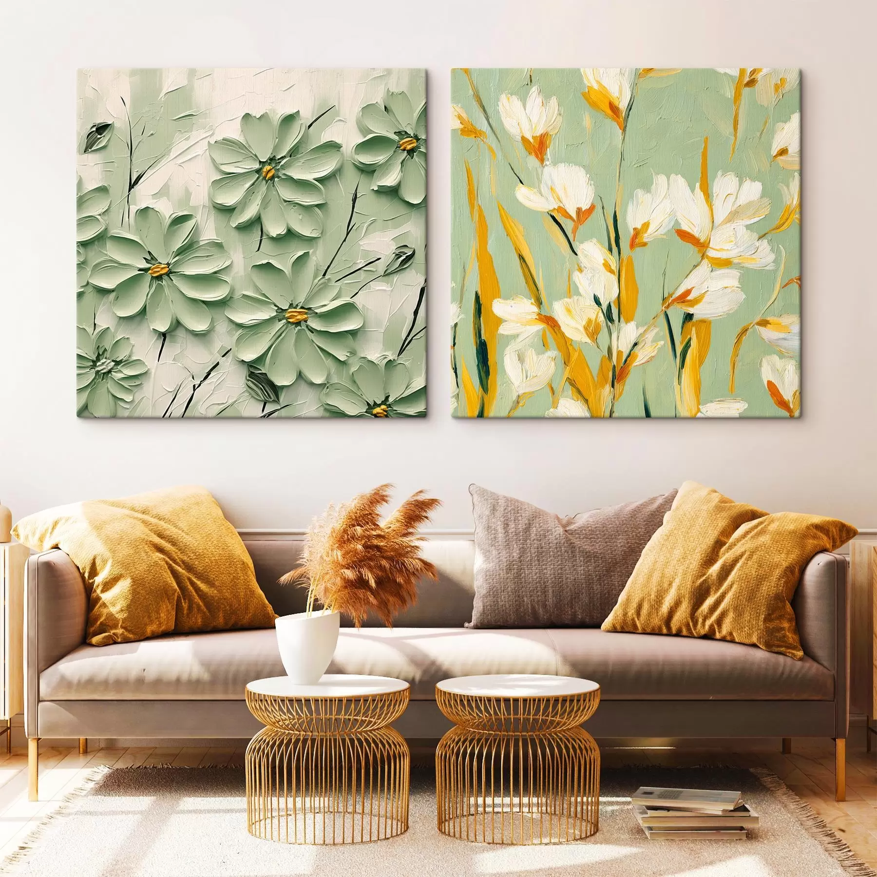 Pilt Lillepeenar: kunstiline kompositsioon mahuliste lilledega pastellfoonil m00567