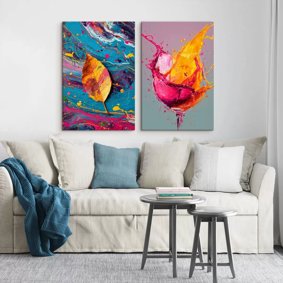 Pilt Ekspressiivne abstraktsioon looduse ja jookide elementidega m00570