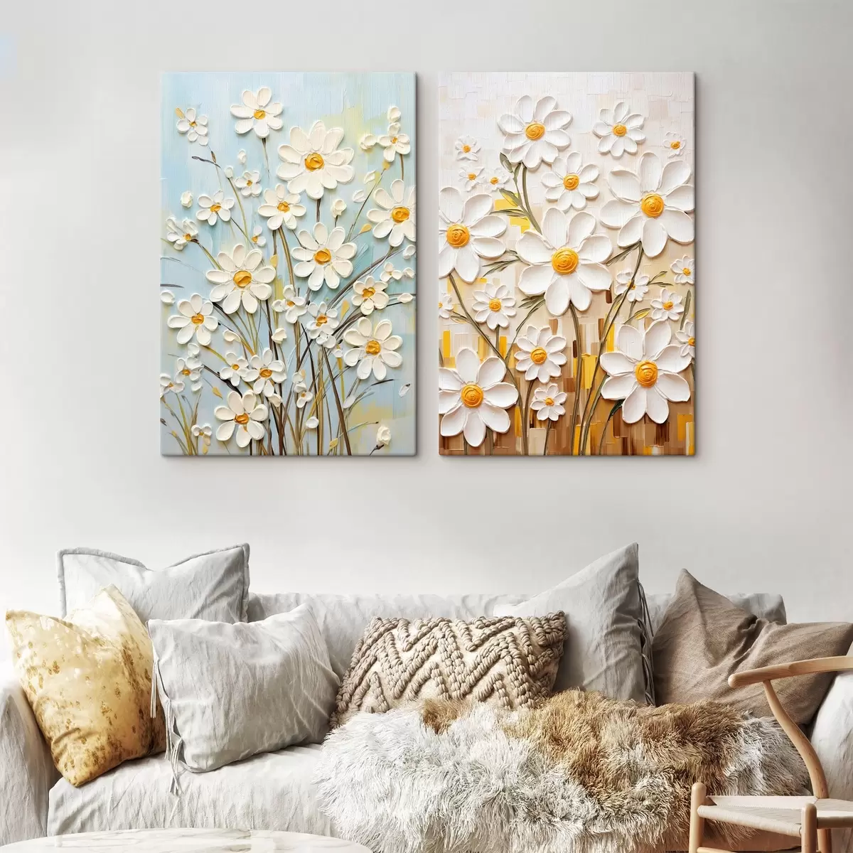 Pilt Päikeselised lilled: kunstiduo volüümiliste marekate ja kollaste aktsentidega m00580