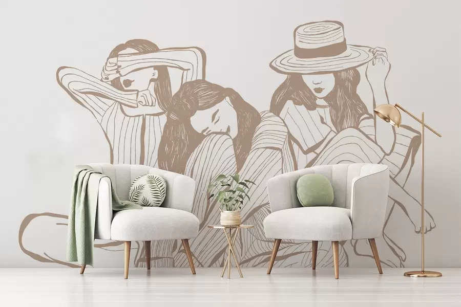 Fototapeedid Tüdrukud beeži toonides w04384v2