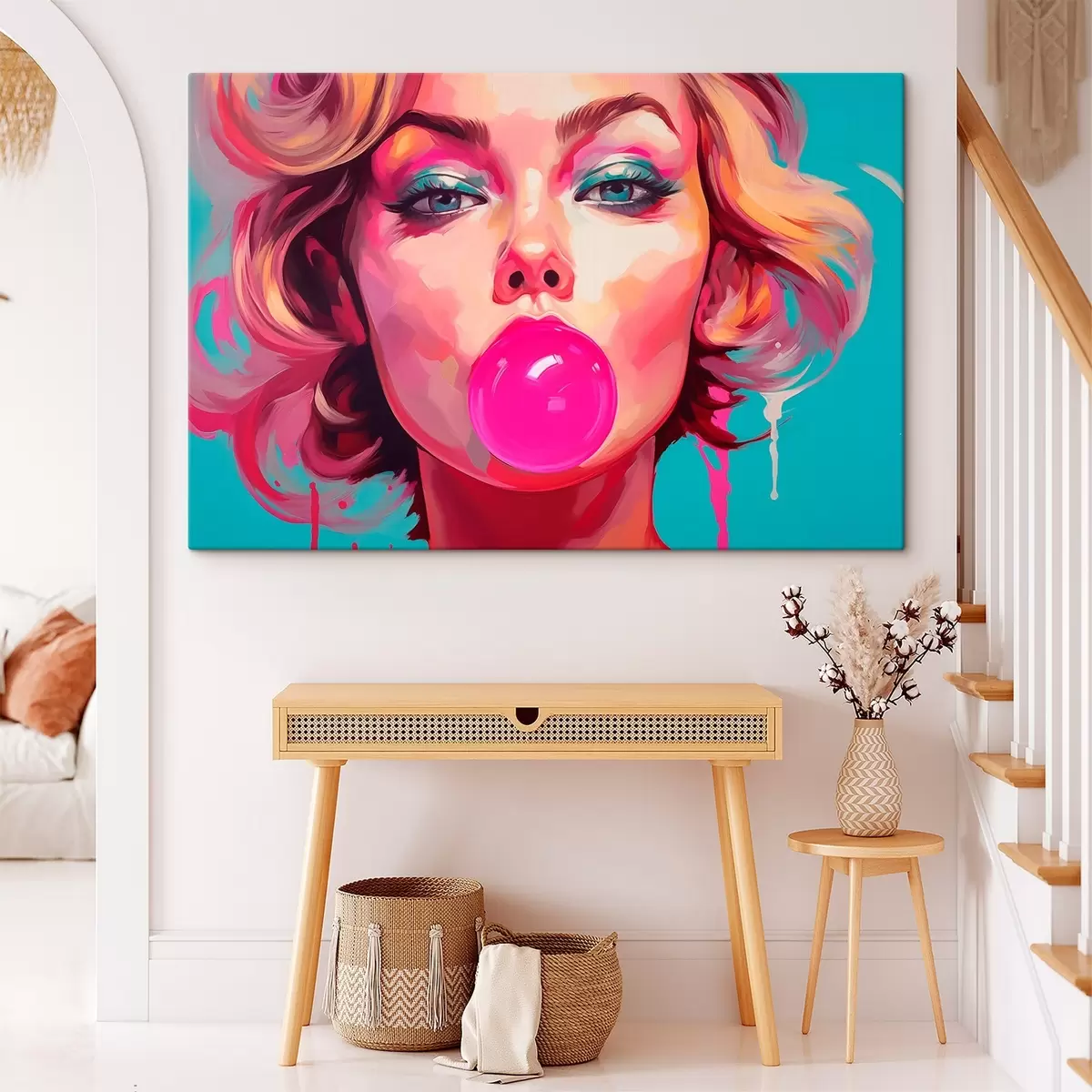 Pilt Tüdruk roosa närimiskummiga s45321