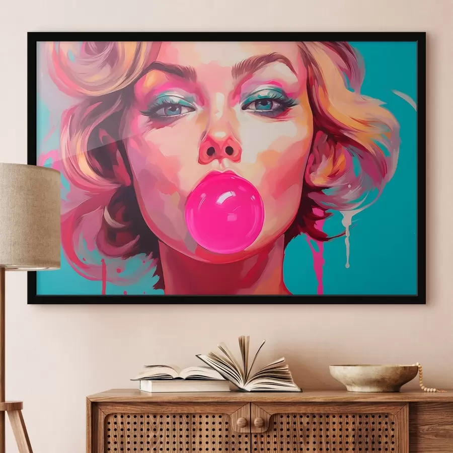 Fototapeedid Tüdruk roosa närimiskummiga f45321