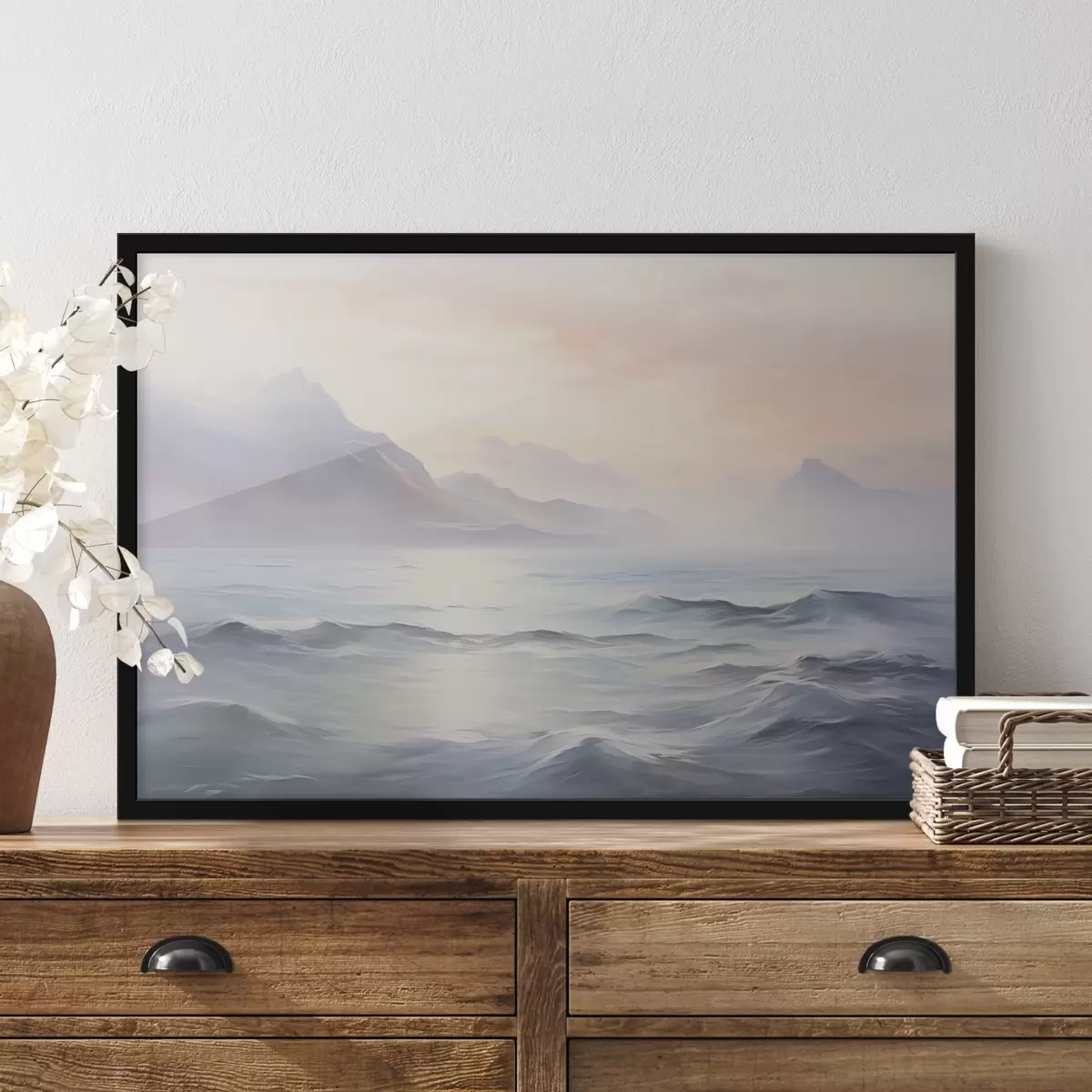 Plakat Järve lähedal mägedes imitatsiooni maalimine f45344