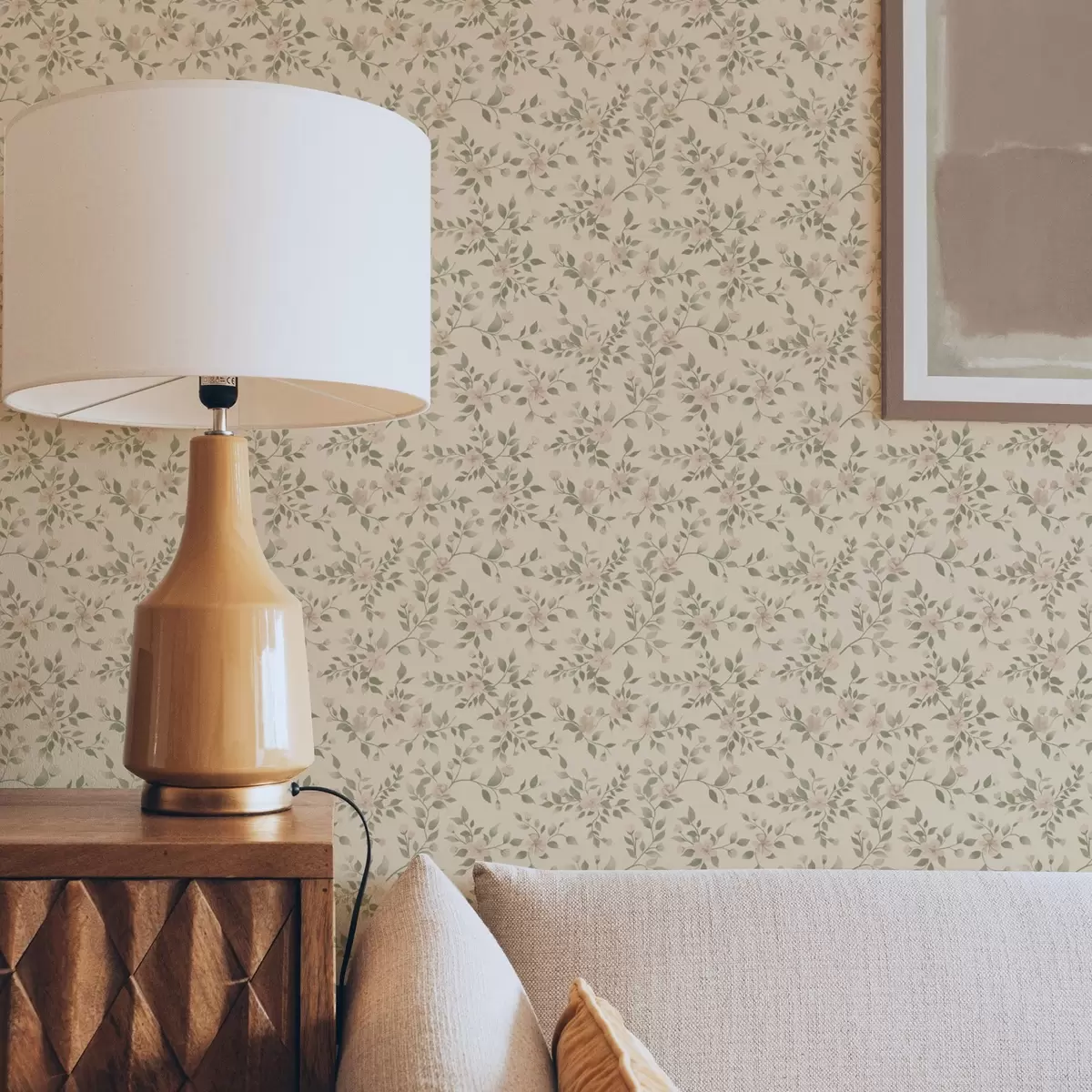 Tapeet Õrnad pastelsed lilleoksad beežil taustal a00390