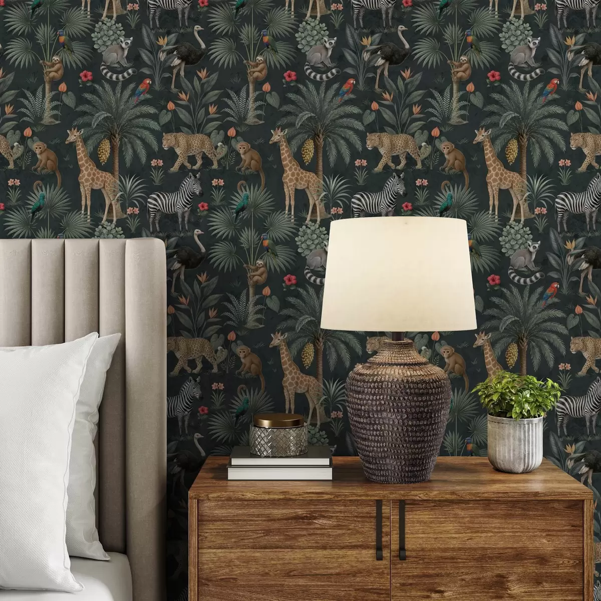 Tapeet Realistlikud troopilised loomad taimede seas a00427