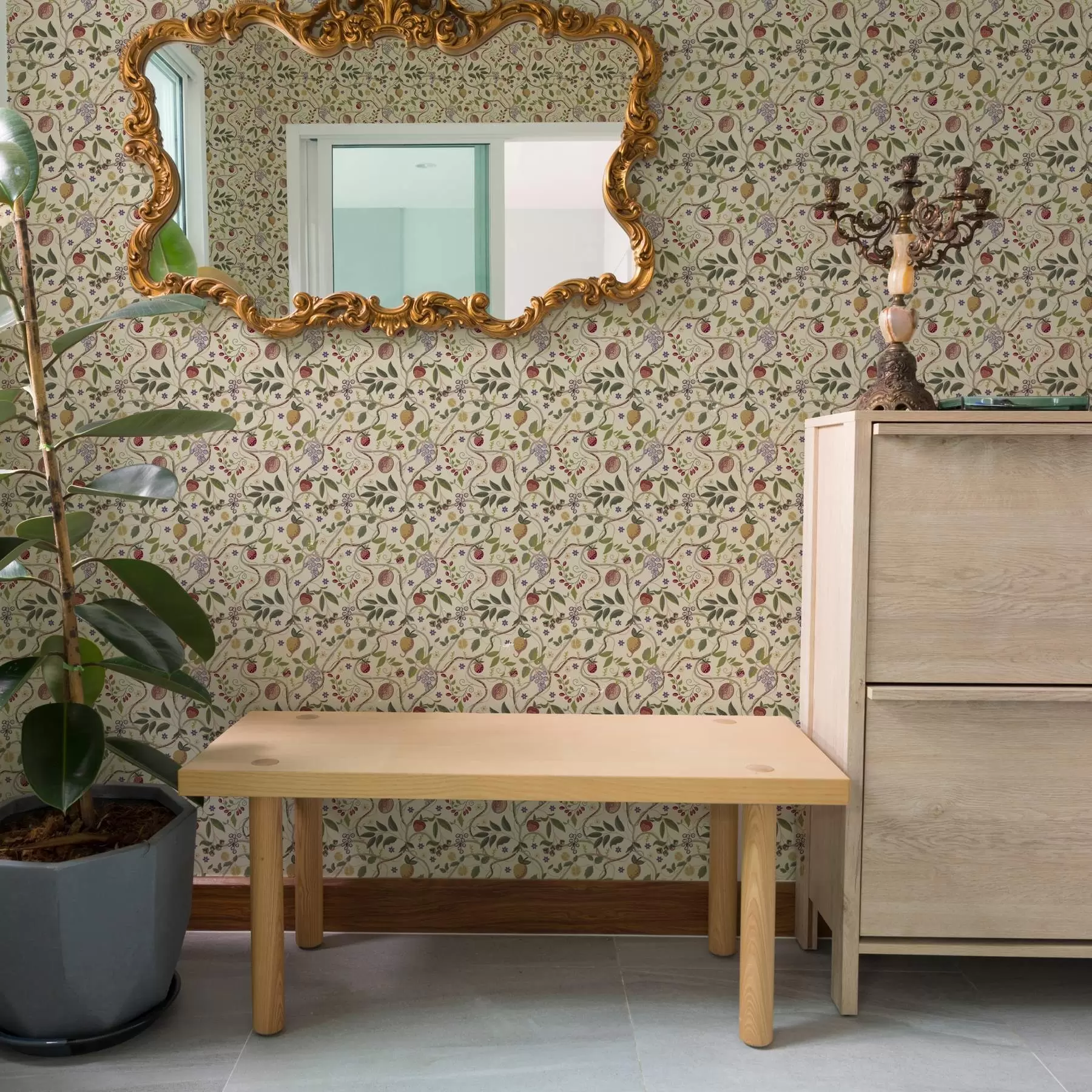 Fototapeedid Marjade, okste ja lilledega puuviljamuster a00428