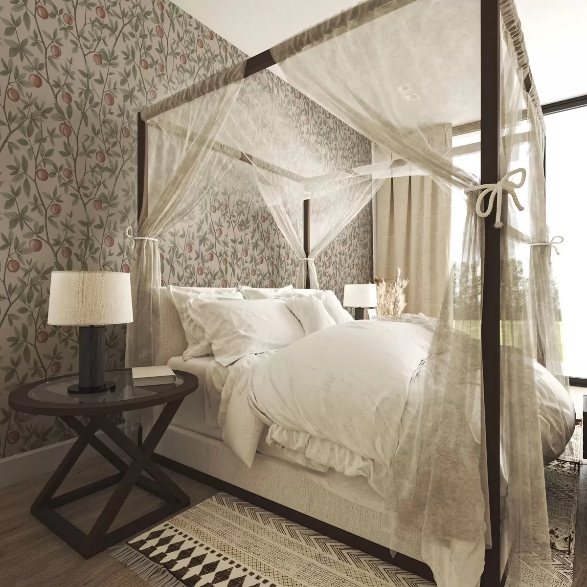 Tapeet Virsikud roheliste lehtedega okstel beežil taustal a00429