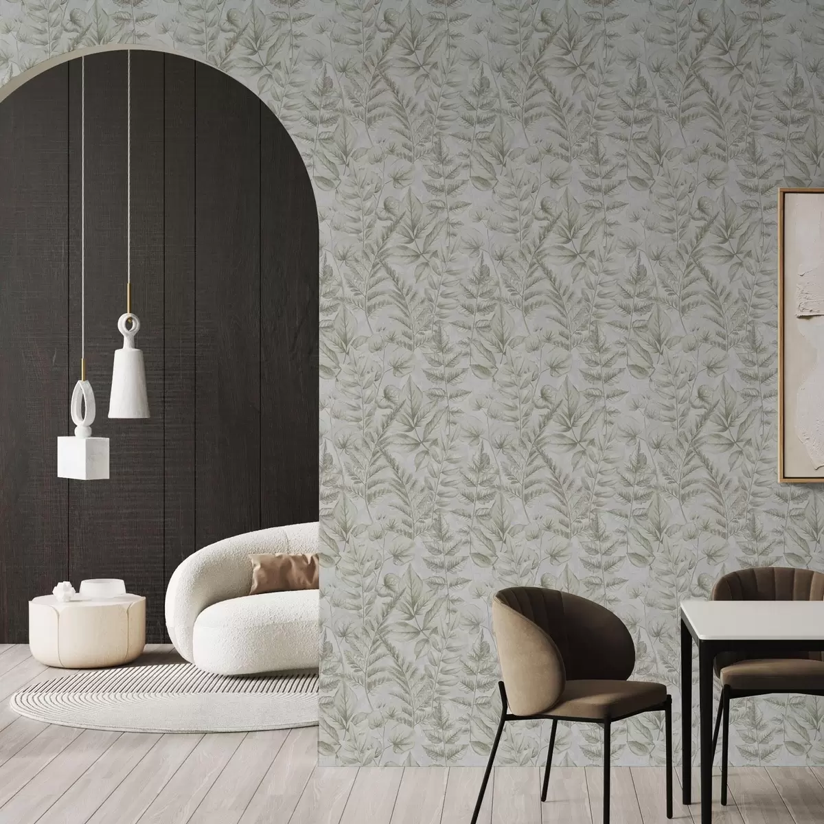 Tapeet Pehmed pastelllehed akvarelliga botaanilises stiilis a00437