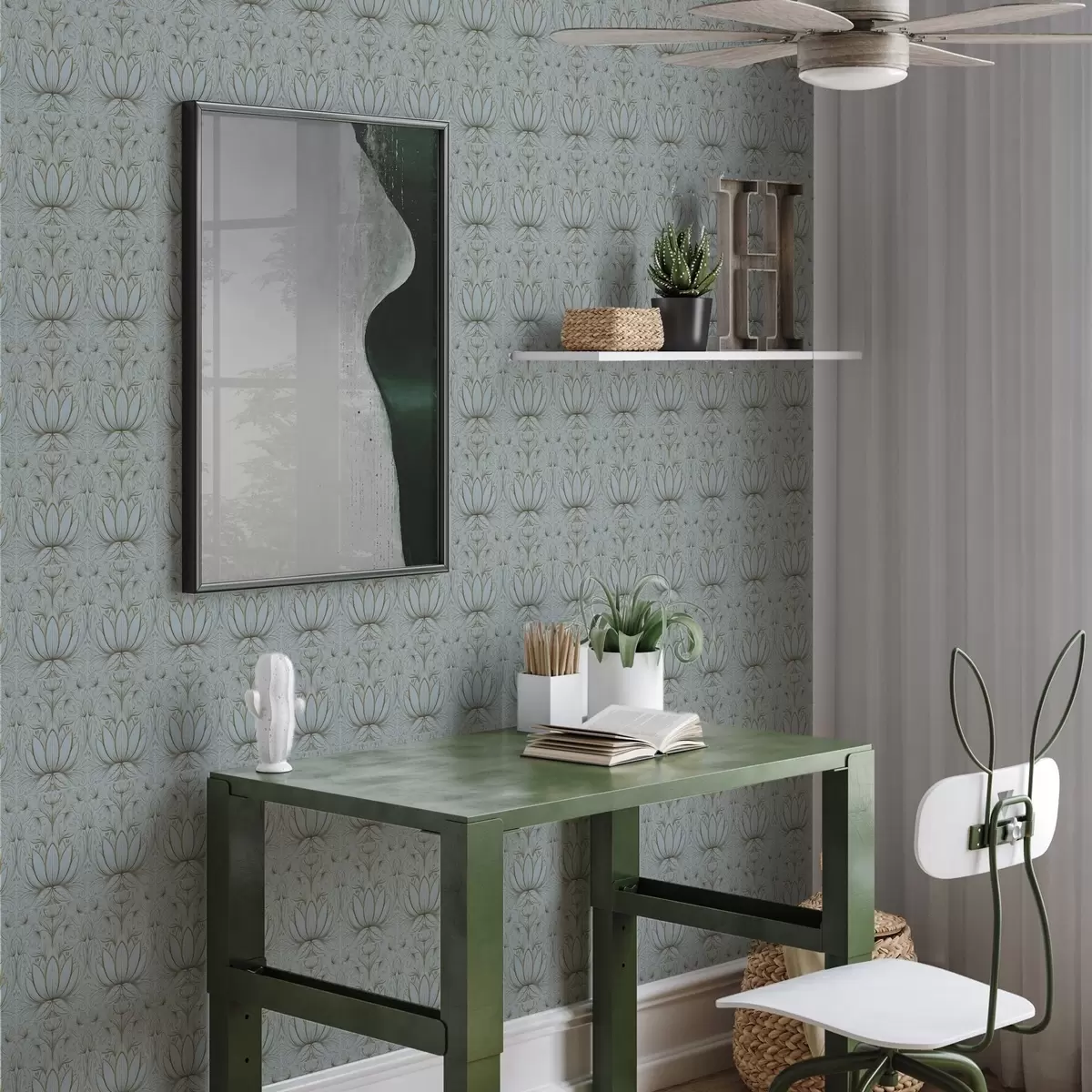 Tapeet Lootose ornament türkiisi ja kollase värvipaleti a00439