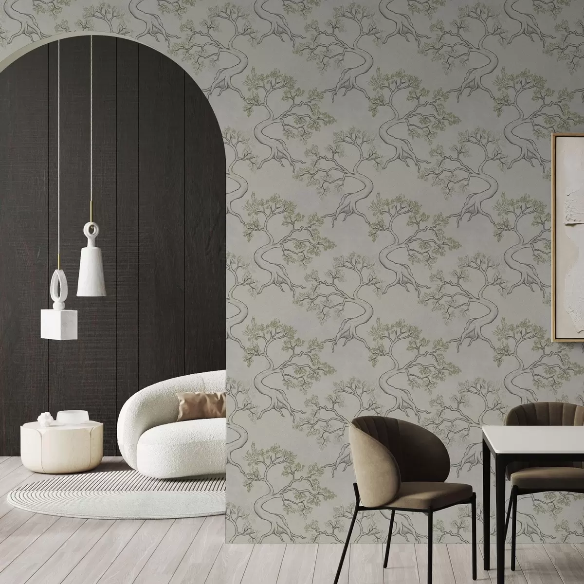Tapeet Ühevärvilised puud, mille tüved on kumerad ja mille tüvi on kumer a00468