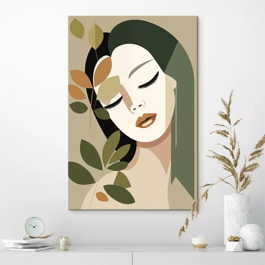 Pilt Tüdruk lehtedega s45388