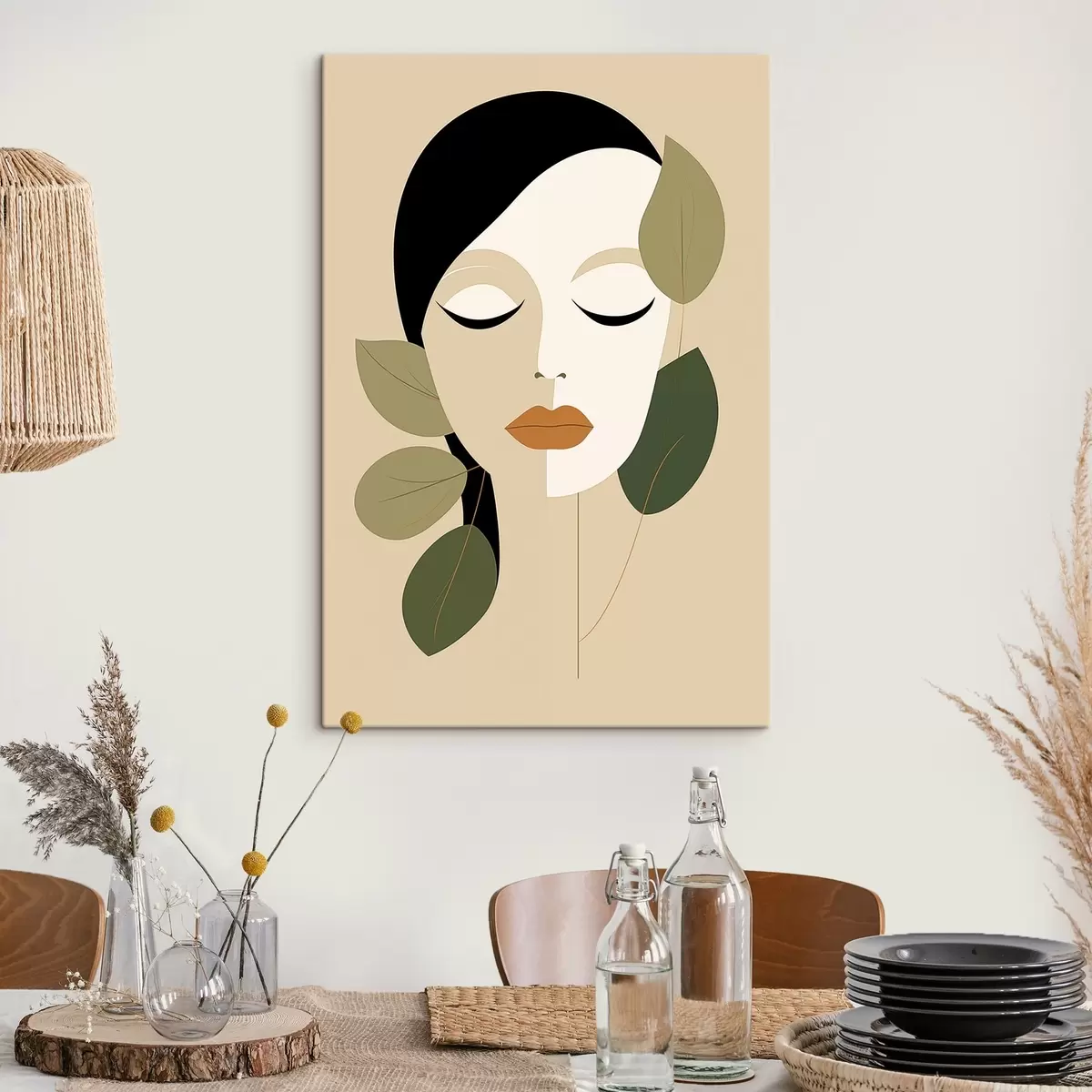 Pilt Tüdruk lehtedega s45389