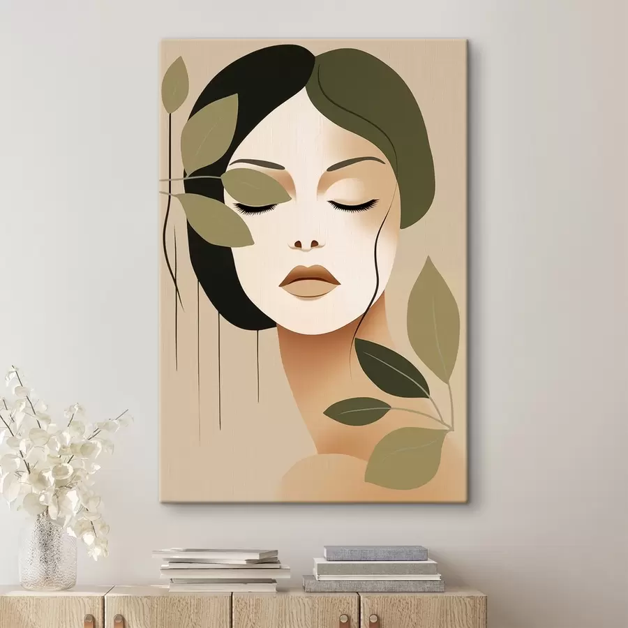 Pilt Tüdruk lehtedega s45390