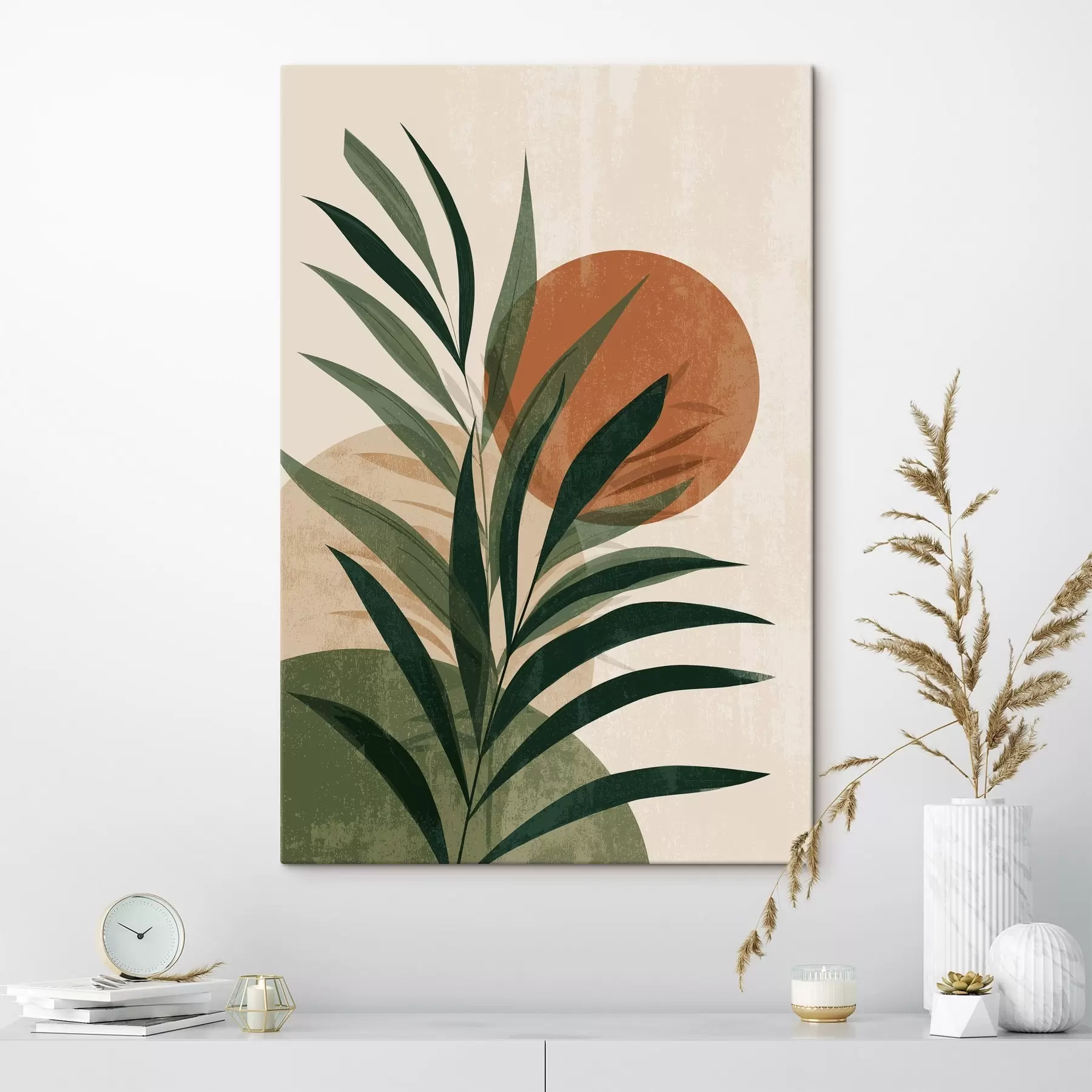 Fototapeedid Rohelised lehed ja päikeseloojang s45394