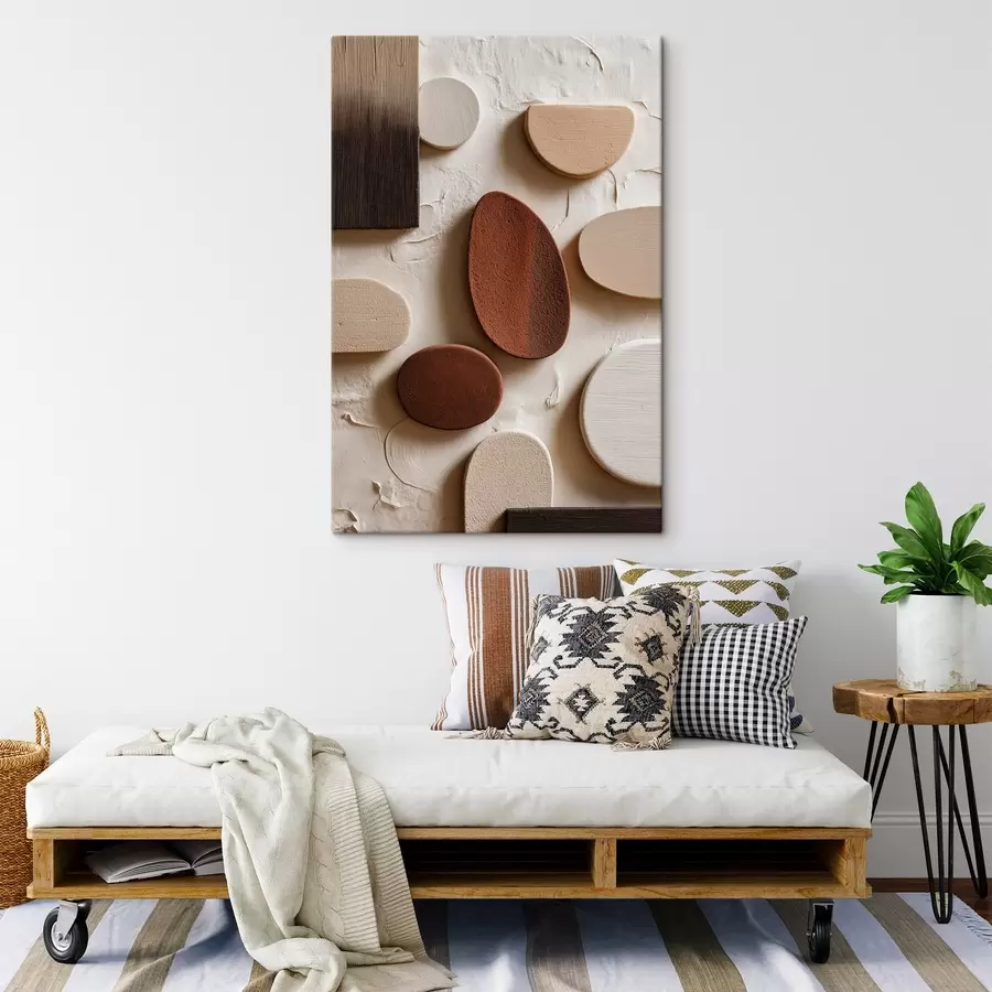 Pilt Abstraktne kompositsioon kolmemõõtmeliste geomeetriliste kujunditega reljeefsel taustal s45409