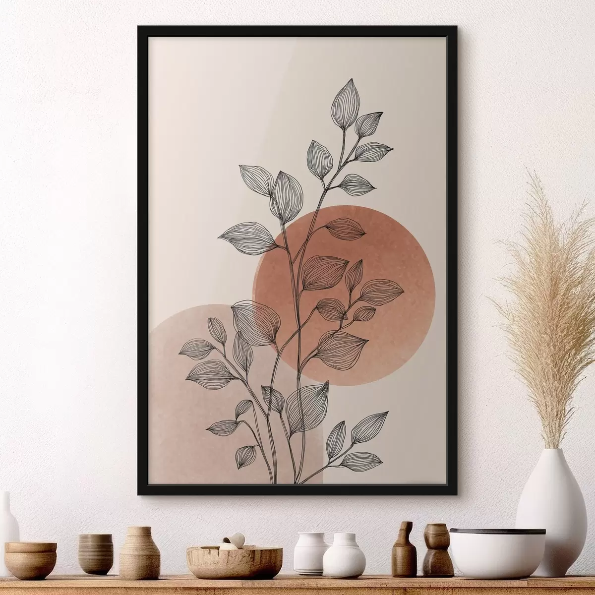 Plakat Päikeseloojang ja lehed f45391