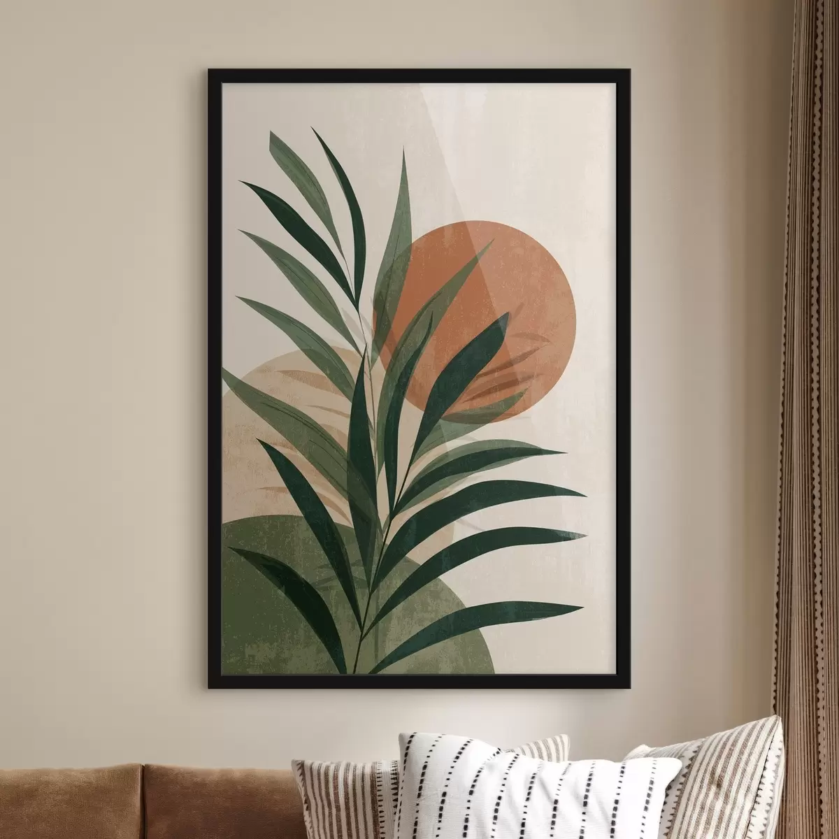 Plakat Rohelised lehed ja päikeseloojang f45394