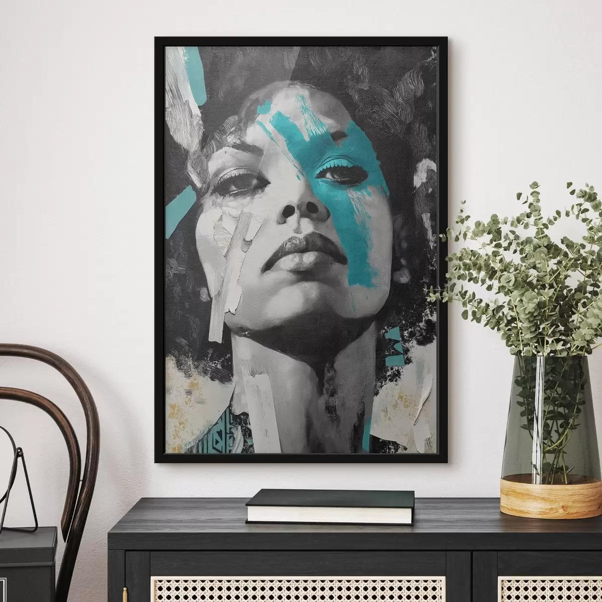 Plakat Segameedia portree koos fragmentide värvilöökide ja tekstuuridega f45416